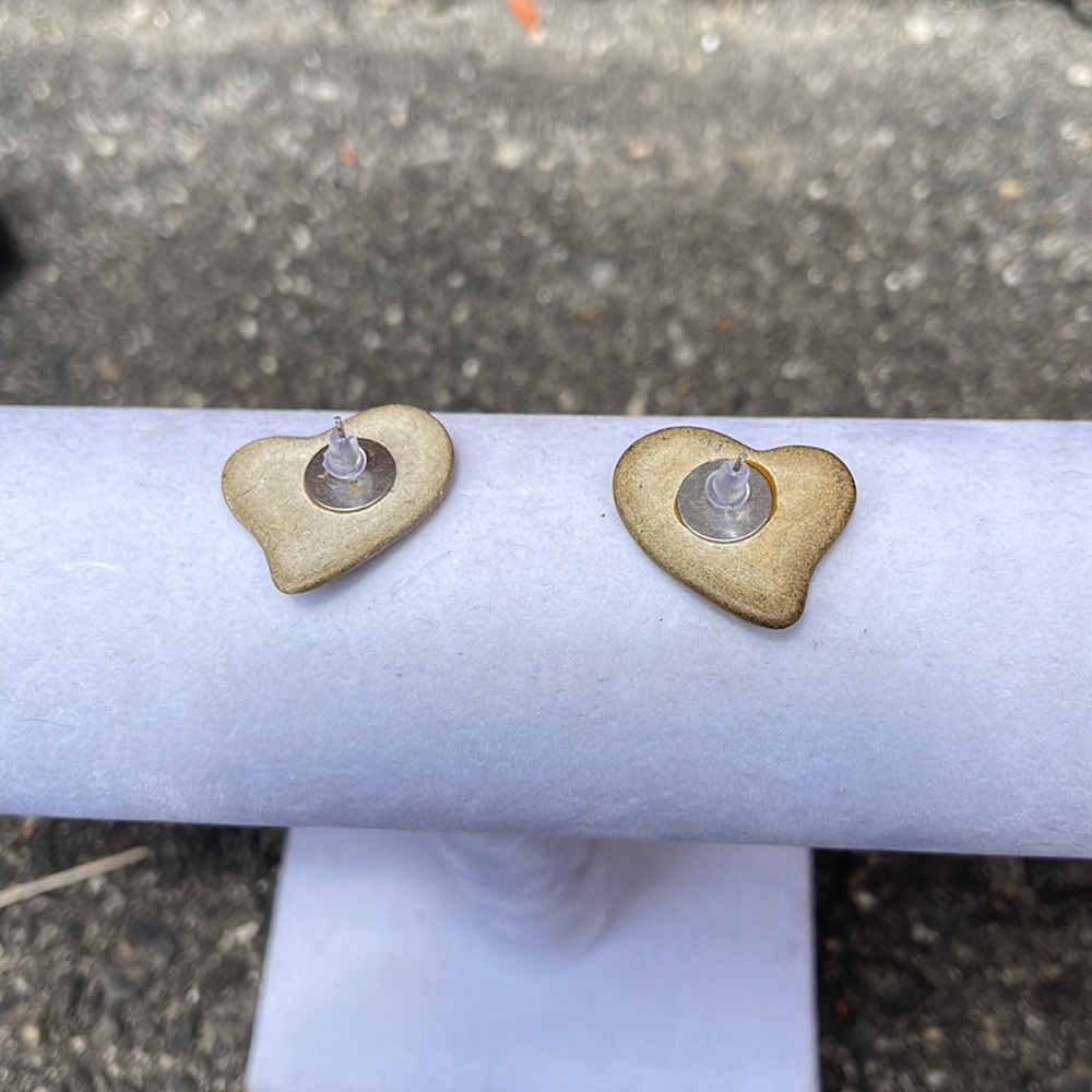 80s 90s vintage Avon Stone heart earrings - Picture 4 of 5